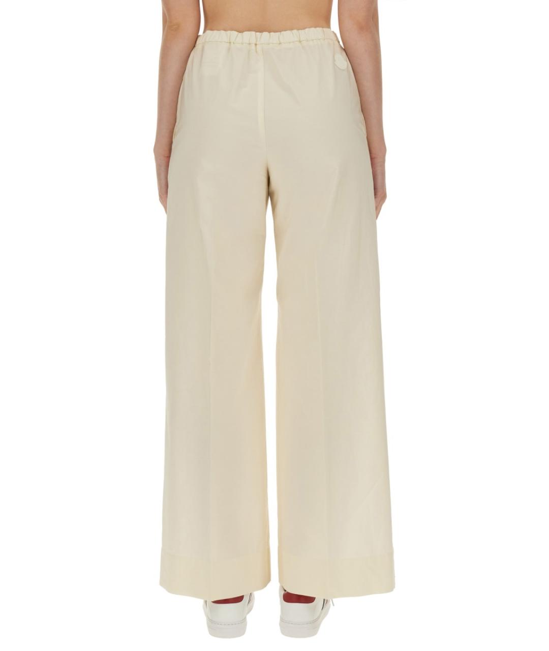 MONCLER Белые хлопковые прямые брюки, фото 3