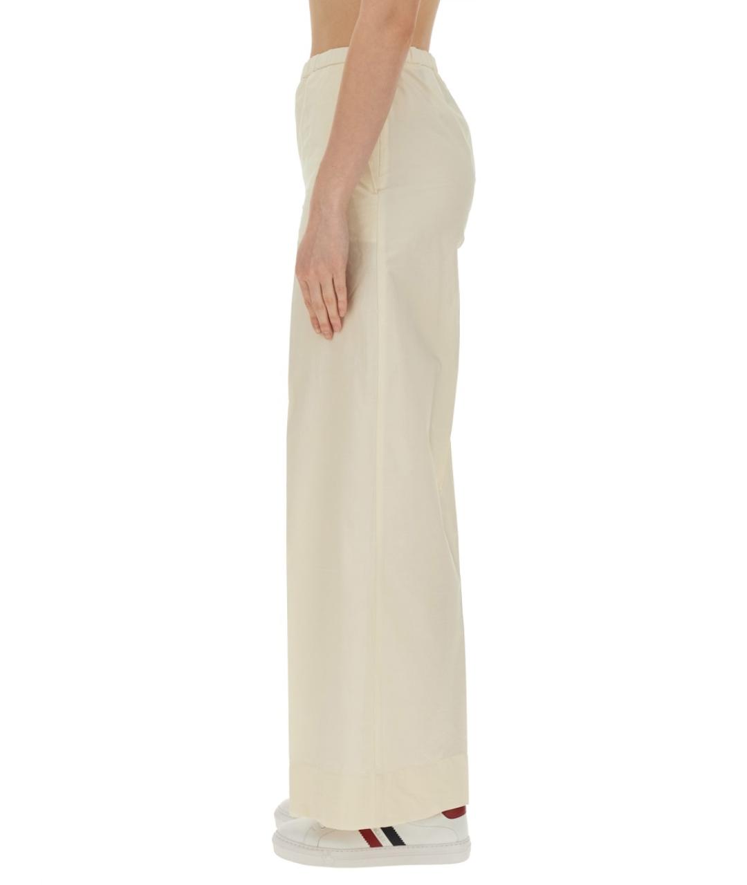 MONCLER Белые хлопковые прямые брюки, фото 4