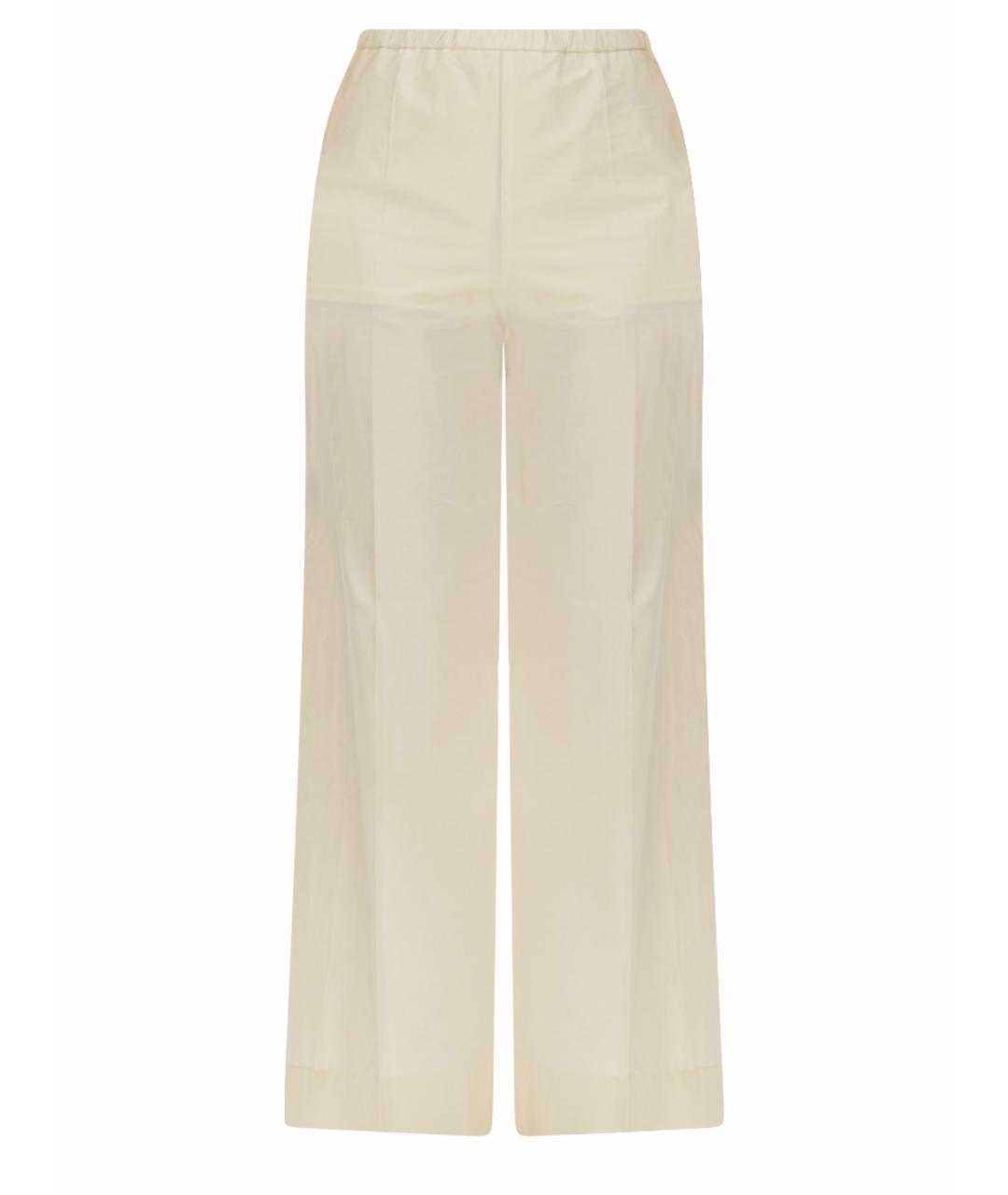 MONCLER Белые хлопковые прямые брюки, фото 1