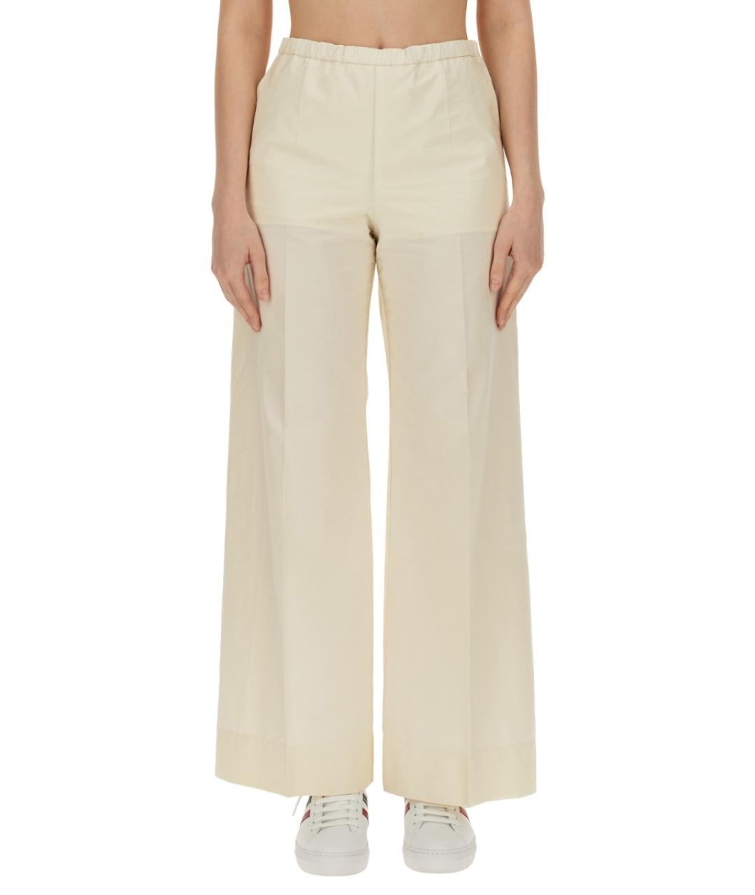 MONCLER Белые хлопковые прямые брюки, фото 5