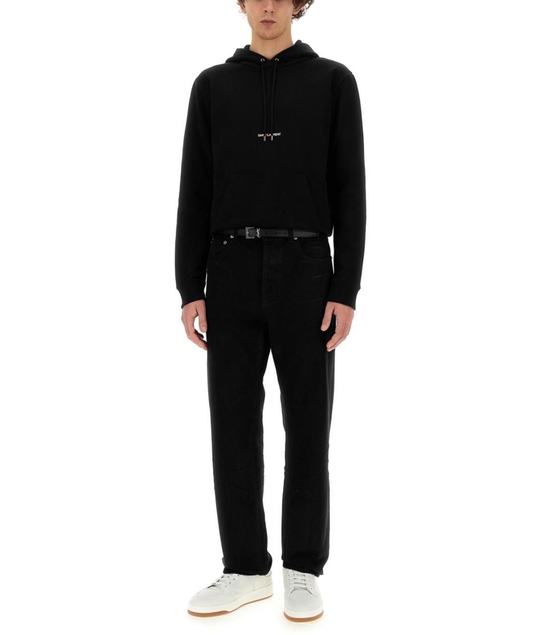 SAINT LAURENT Черные хлопковые прямые джинсы, фото 3
