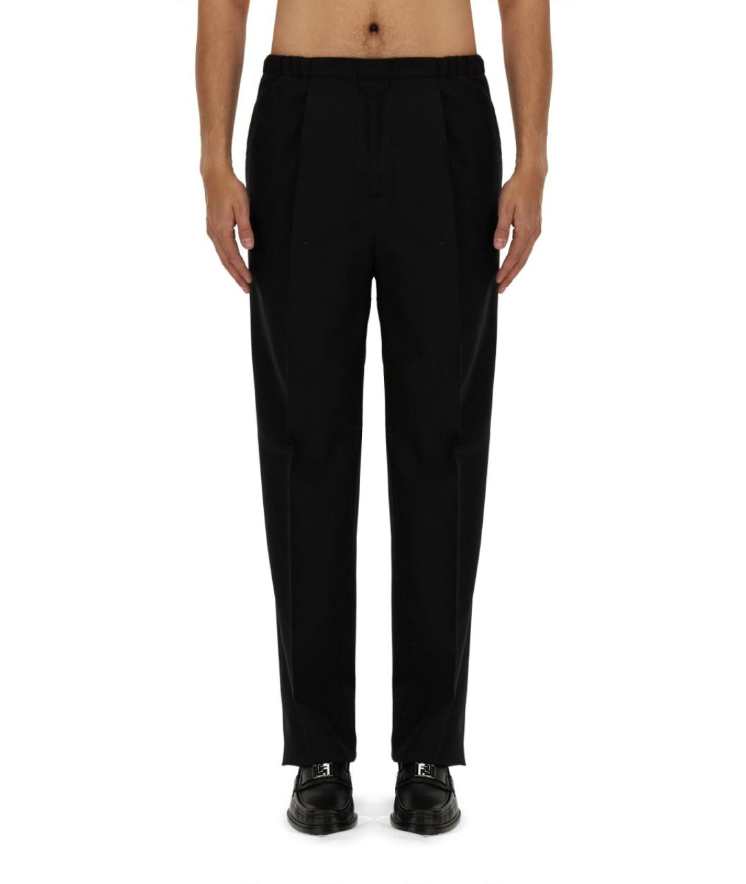 FENDI Черные шерстяные повседневные брюки, фото 5