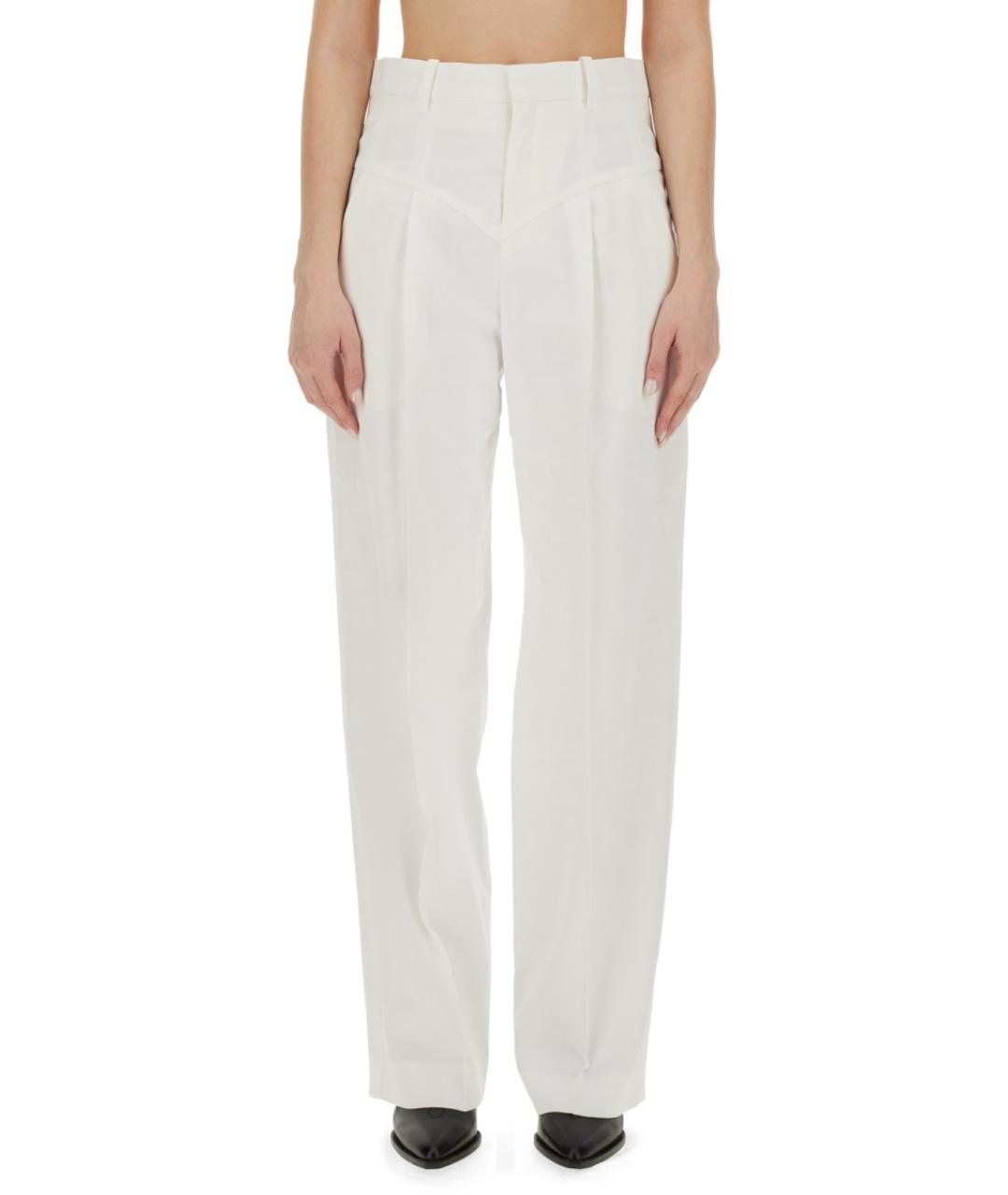 ISABEL MARANT Белые хлопковые прямые брюки, фото 5