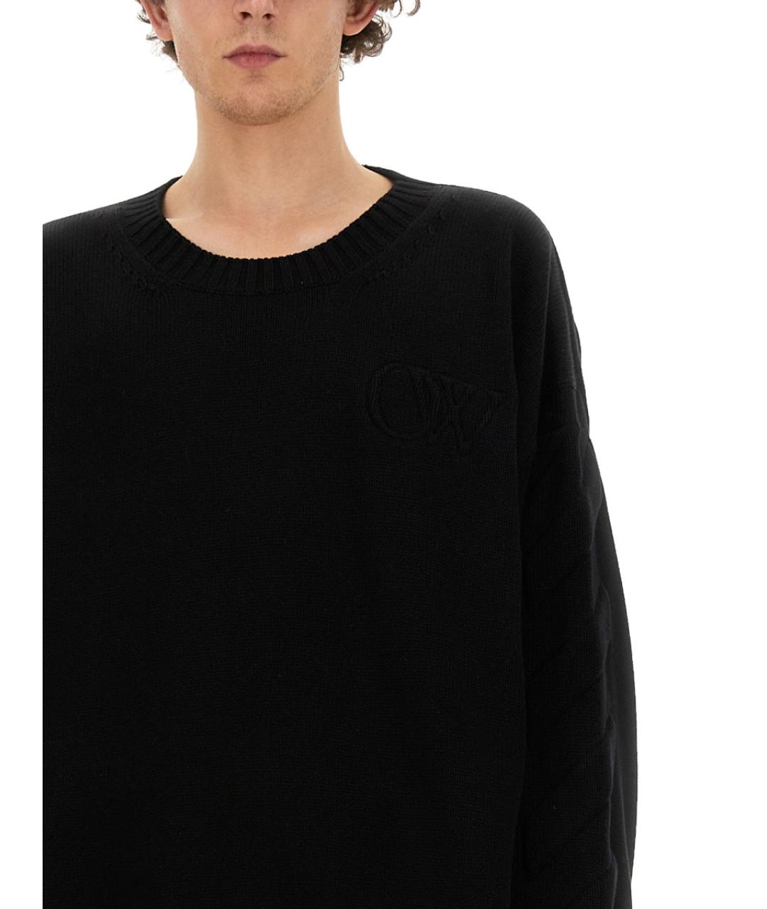 OFF-WHITE Черный хлопковый джемпер / свитер, фото 4