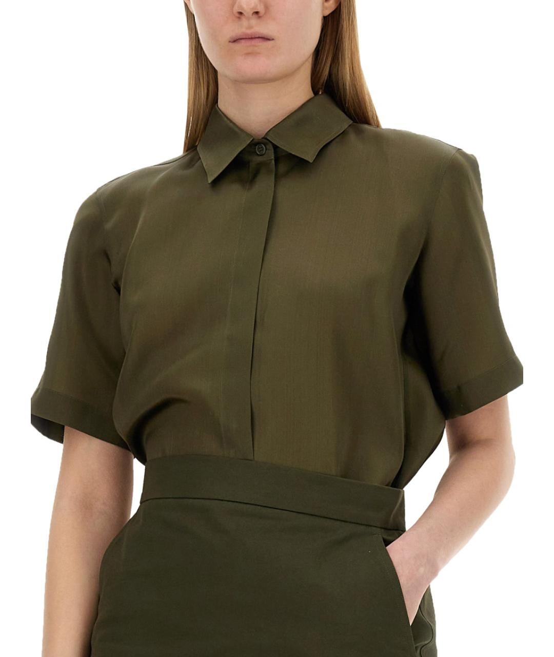 MAX MARA Хаки шелковая рубашка, фото 5