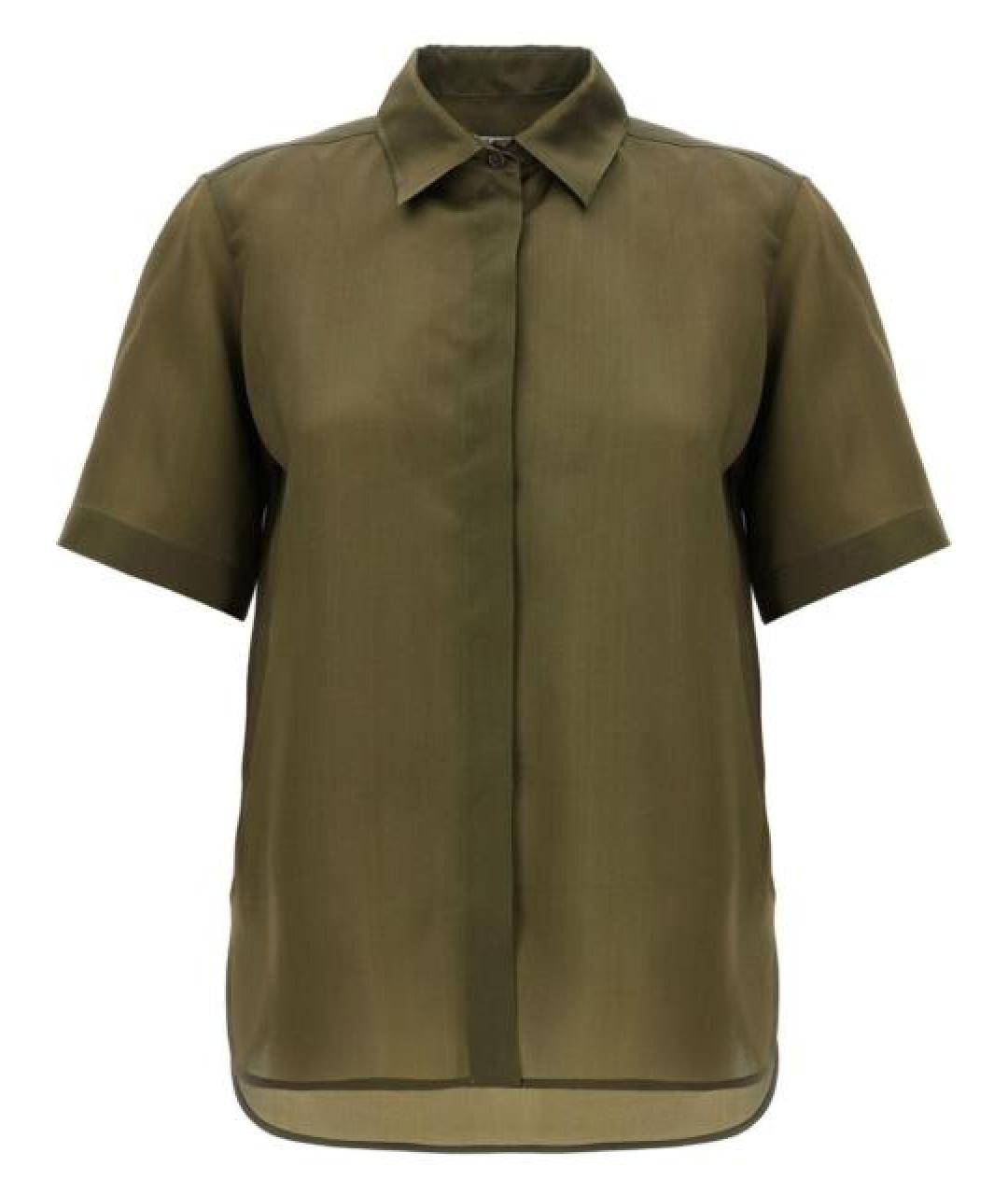 MAX MARA Хаки шелковая рубашка, фото 1