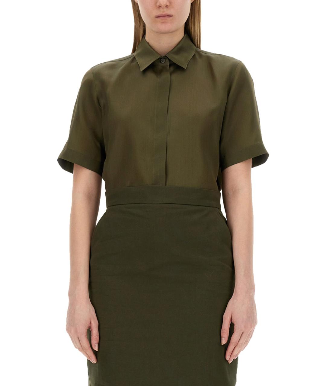 MAX MARA Хаки шелковая рубашка, фото 2