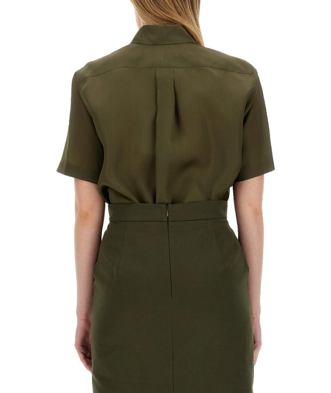 MAX MARA Хаки шелковая рубашка, фото 4