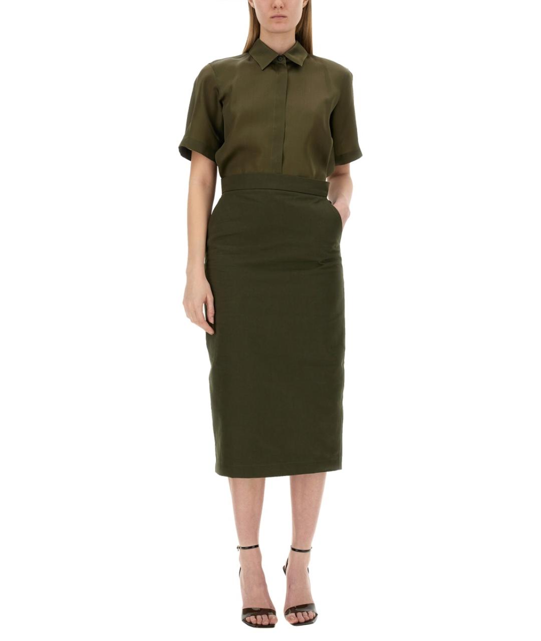 MAX MARA Хаки шелковая рубашка, фото 3