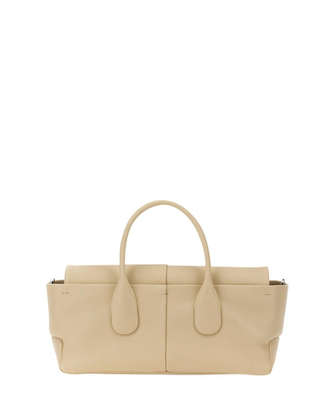 TOD'S Бежевая кожаная сумка тоут, фото 3