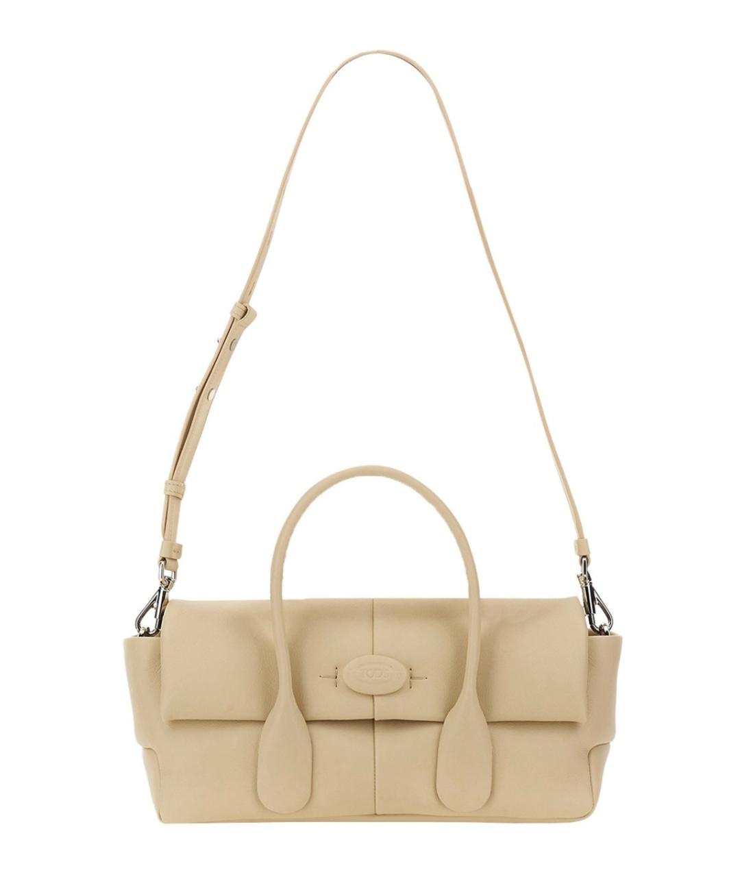 TOD'S Бежевая кожаная сумка тоут, фото 2
