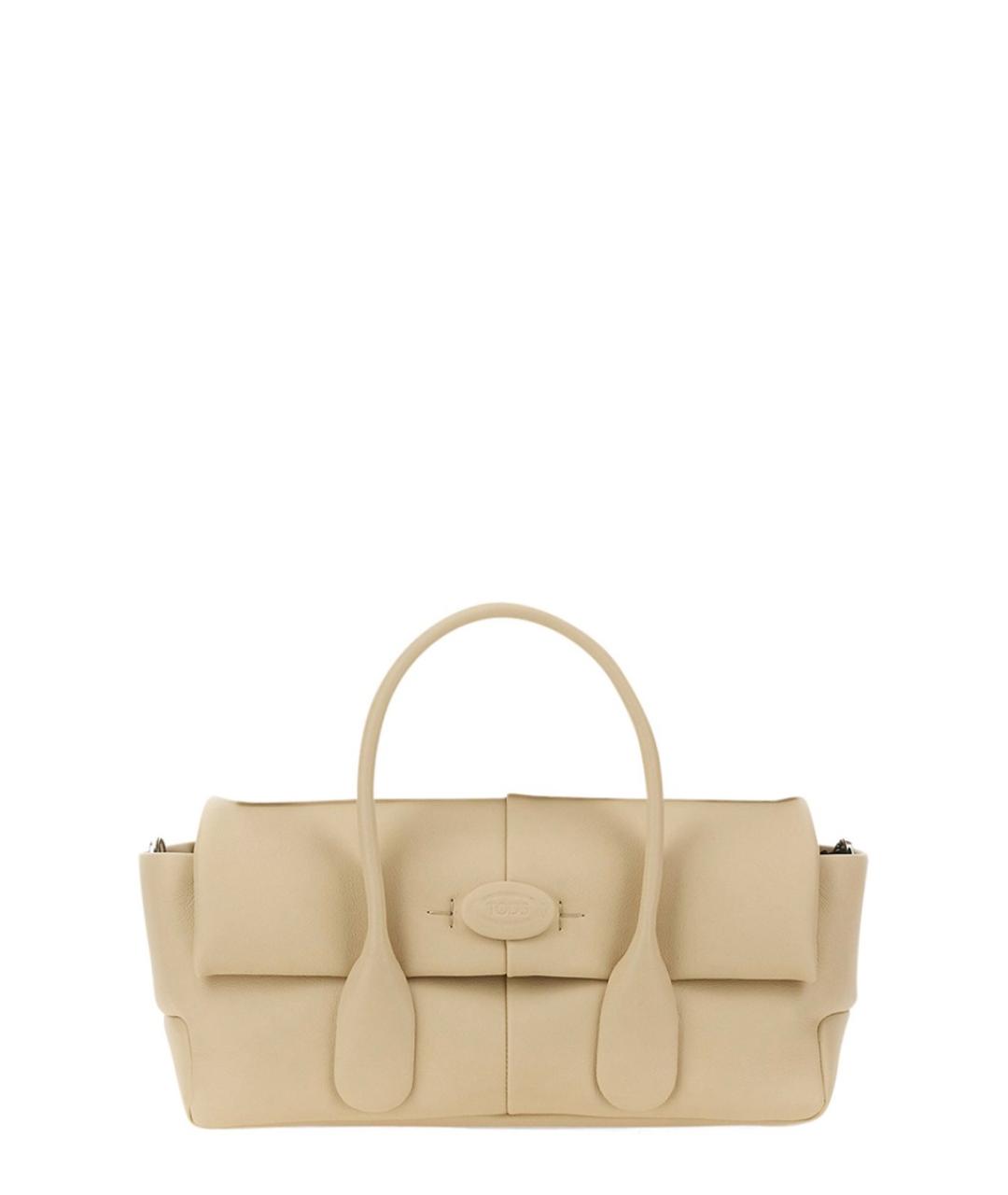 TOD'S Бежевая кожаная сумка тоут, фото 1