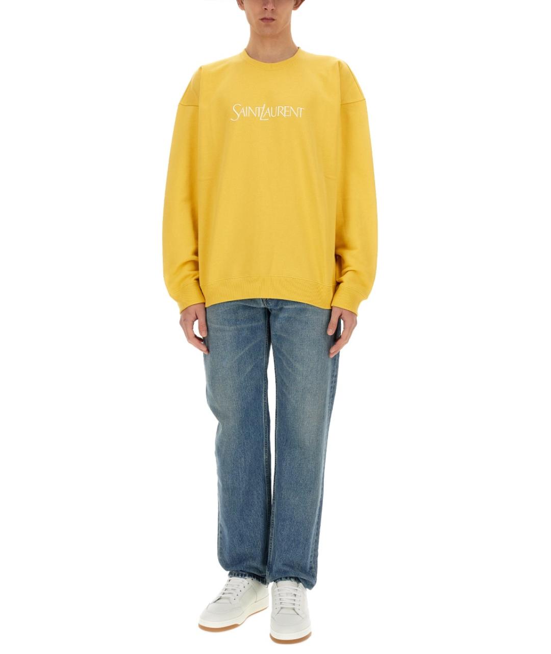SAINT LAURENT Голубые хлопковые прямые джинсы, фото 3