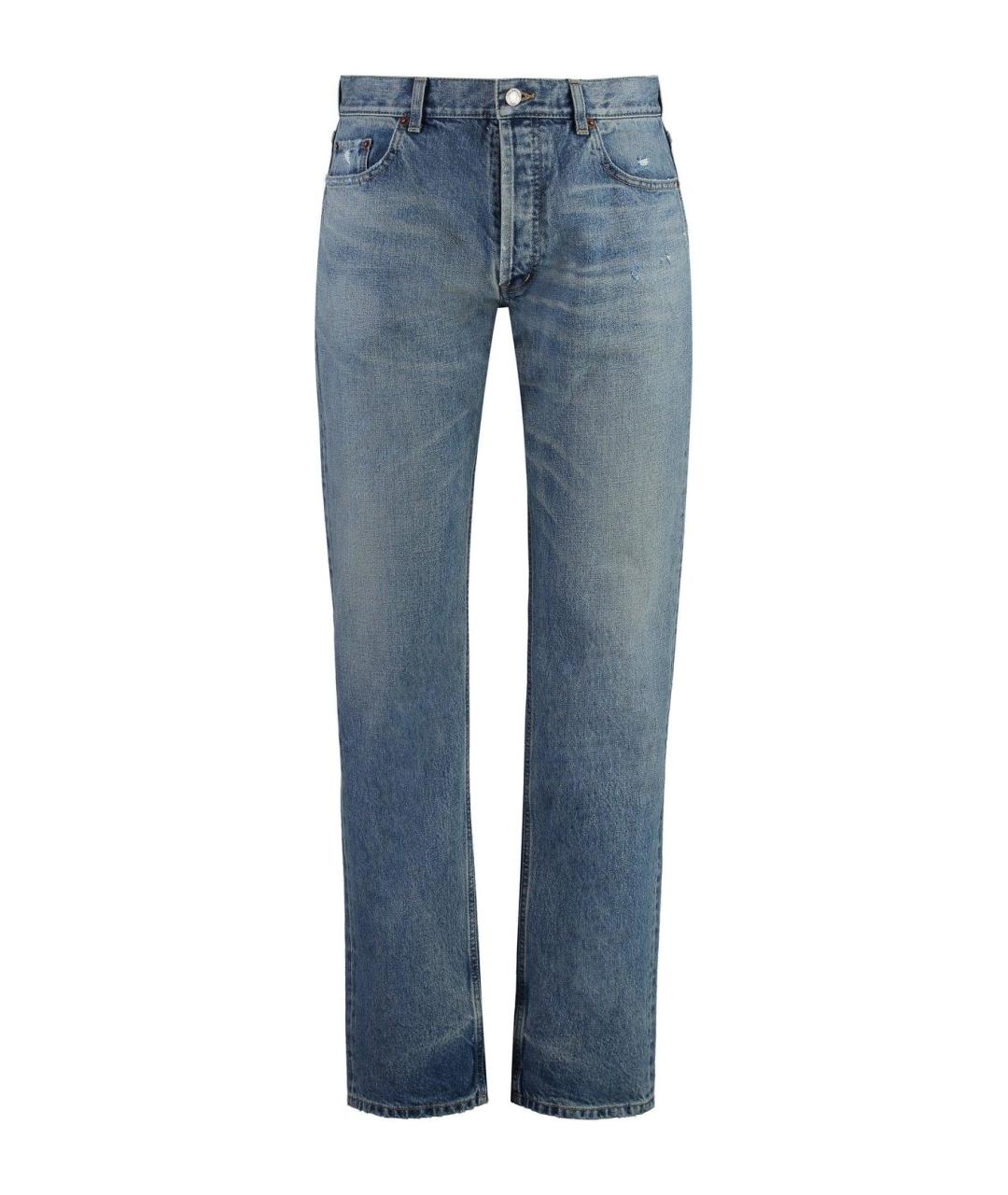 SAINT LAURENT Голубые хлопковые прямые джинсы, фото 1