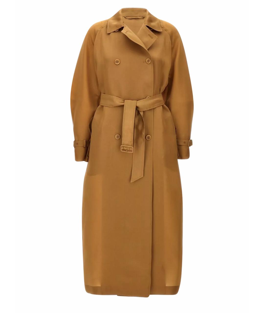 MAX MARA Коричневый шелковый тренч/плащ, фото 1