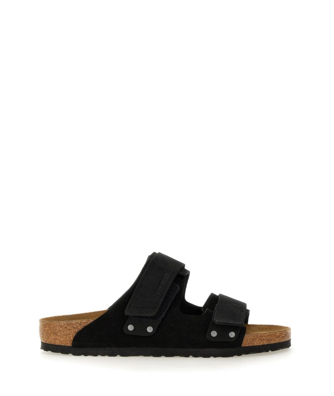 BIRKENSTOCK Черные кожаные шлепанцы, фото 1