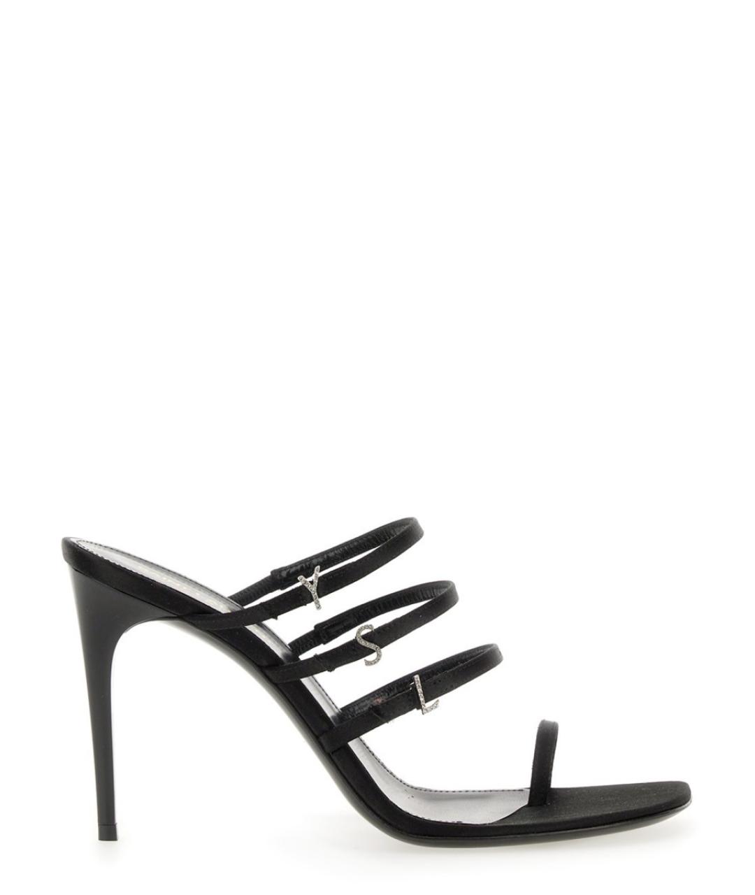 SAINT LAURENT Черные текстильные мюли, фото 1