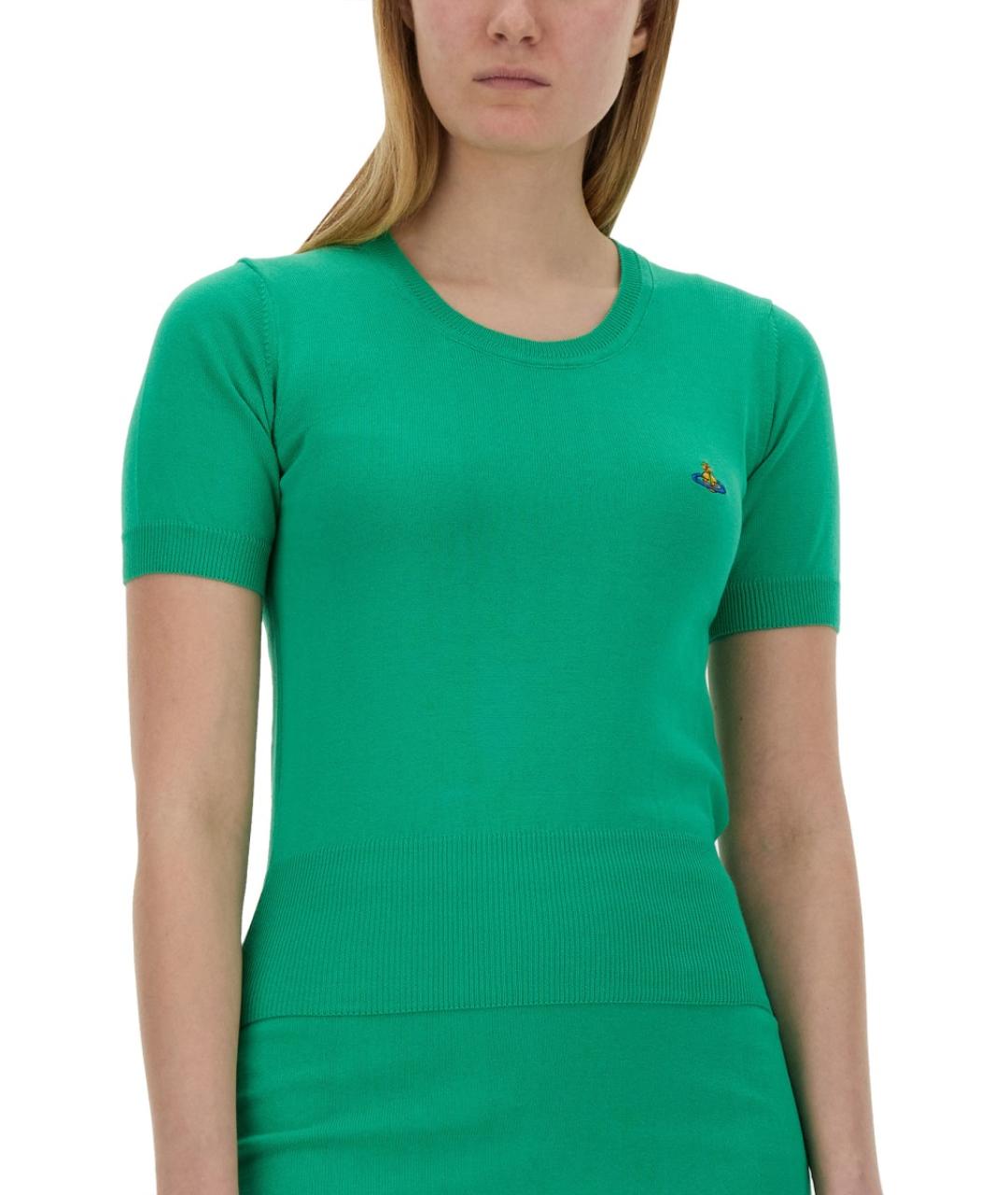 VIVIENNE WESTWOOD Зеленая хлопковая футболка, фото 5