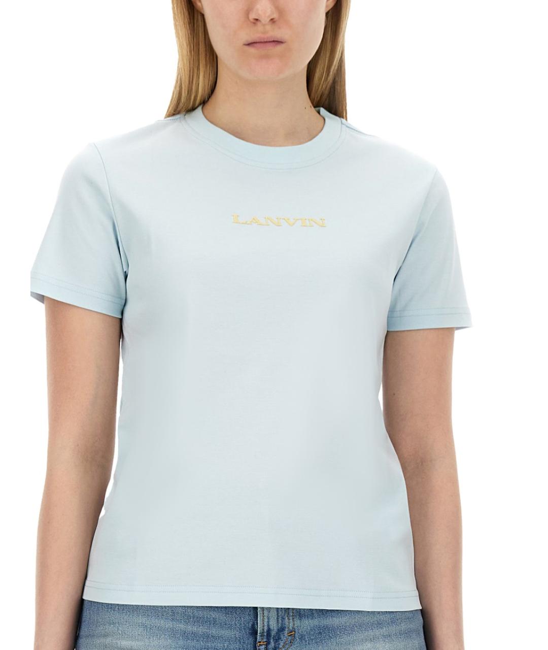 LANVIN Голубая хлопковая футболка, фото 5