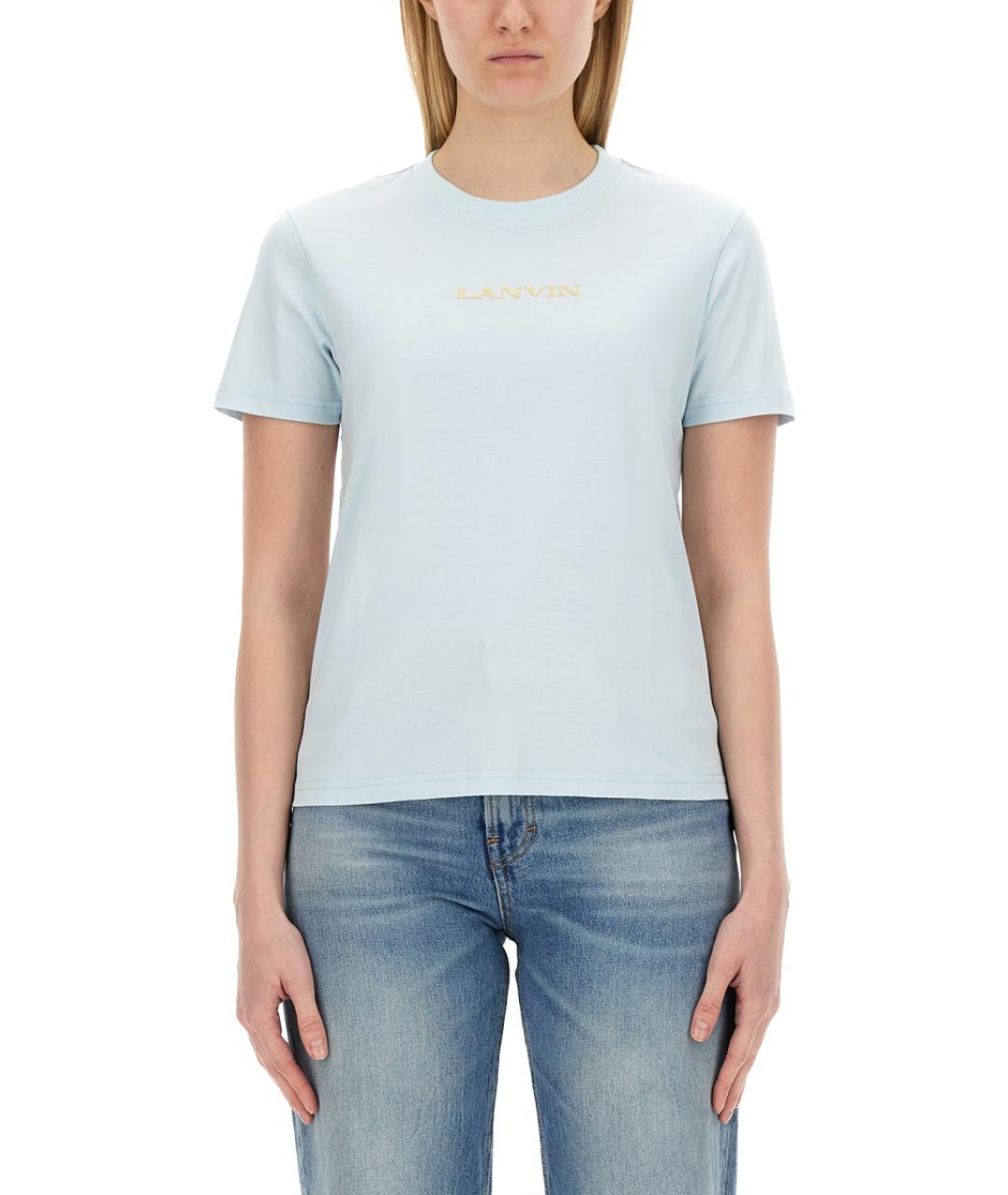 LANVIN Голубая хлопковая футболка, фото 2