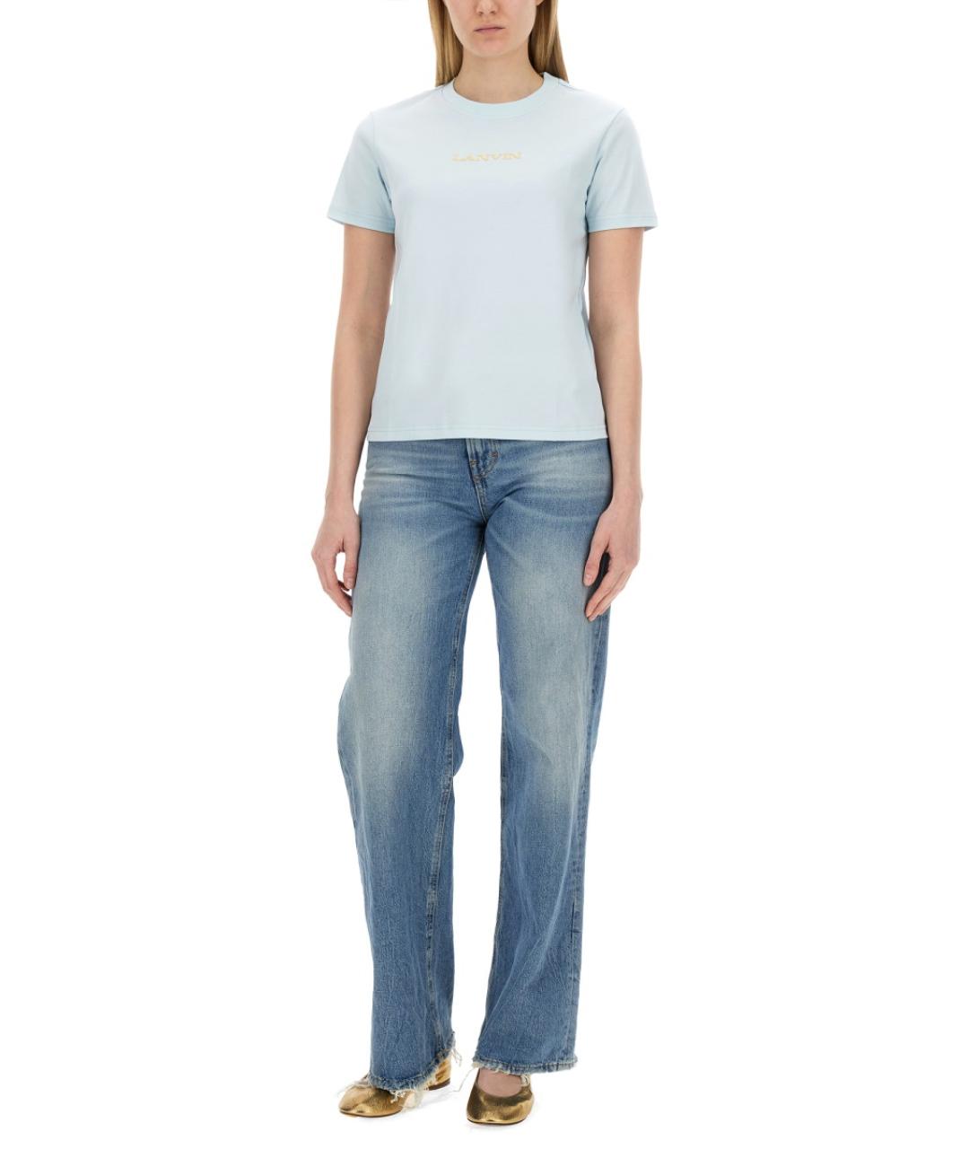 LANVIN Голубая хлопковая футболка, фото 3