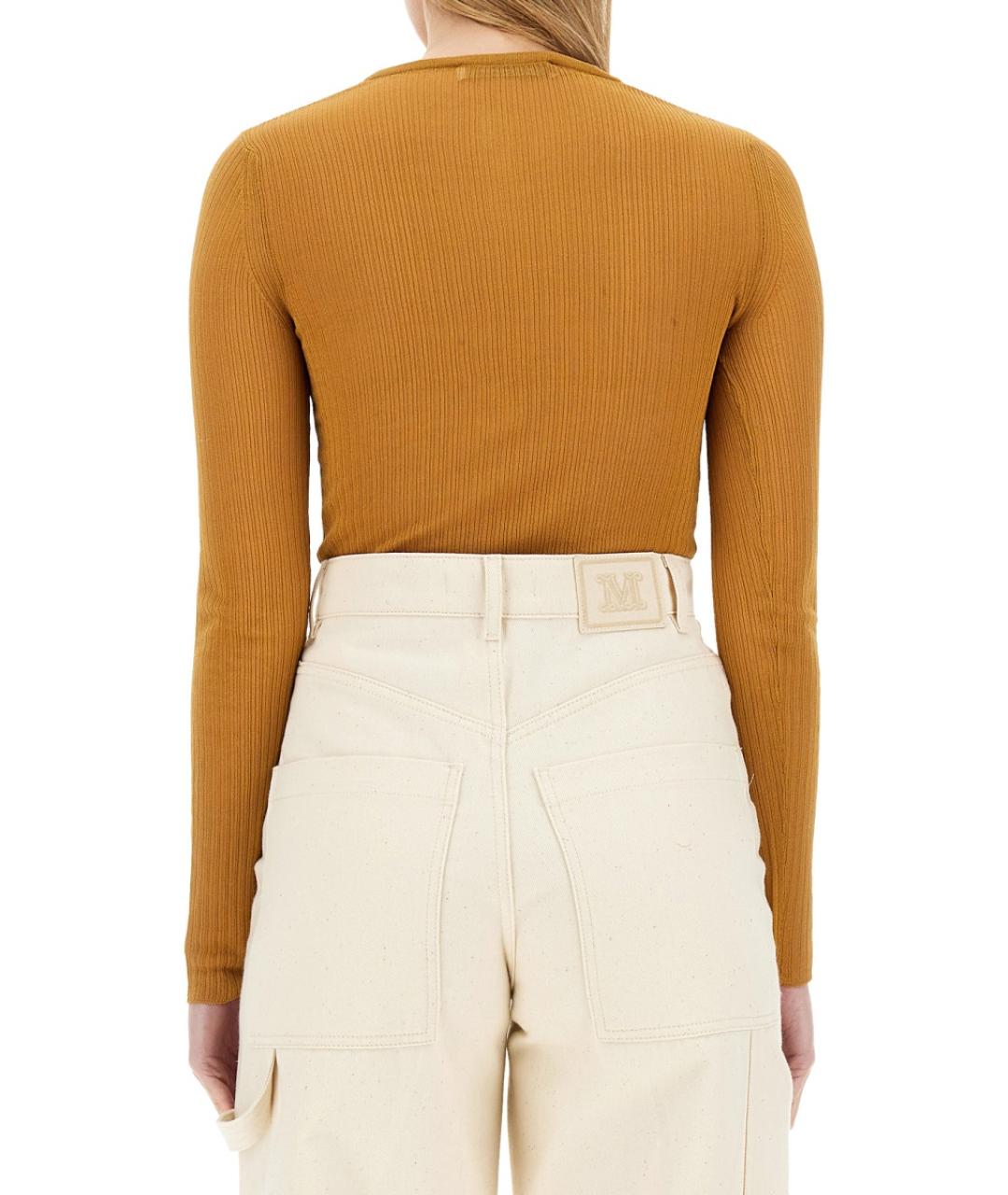 MAX MARA Горчичный шелковый джемпер / свитер, фото 4