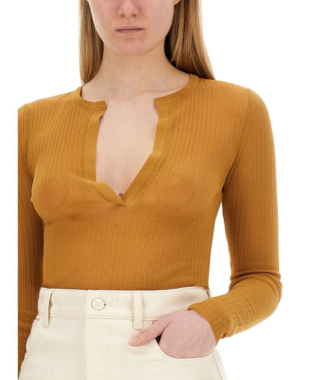 MAX MARA Горчичный шелковый джемпер / свитер, фото 5