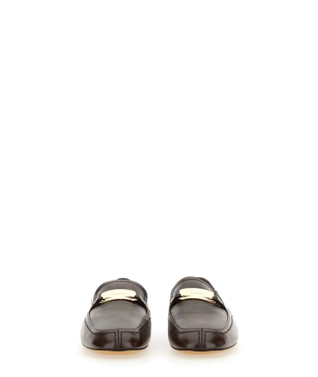 FERRAGAMO Коричневые кожаные лоферы, фото 4