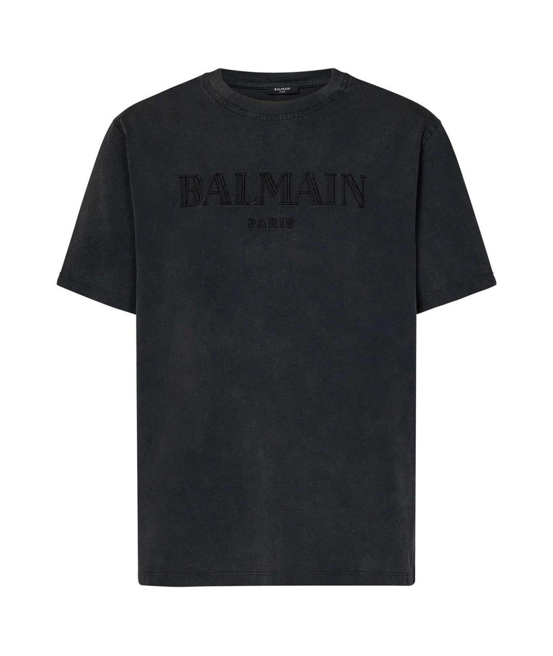 BALMAIN Серая хлопковая футболка, фото 1