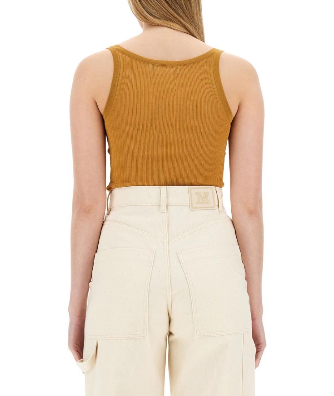 MAX MARA Горчичная шелковая блузы, фото 4