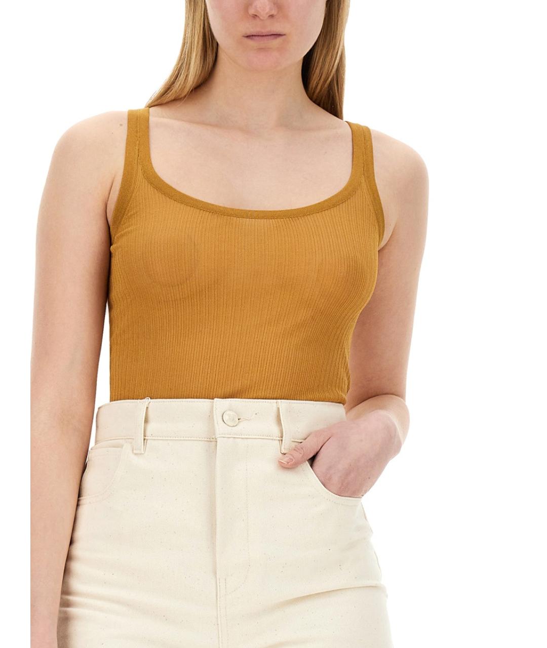 MAX MARA Горчичная шелковая блузы, фото 5