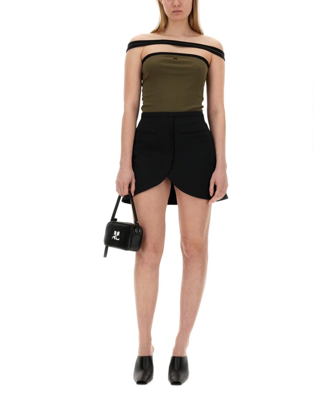 COURREGES Черная полиэстеровая юбка мини, фото 2