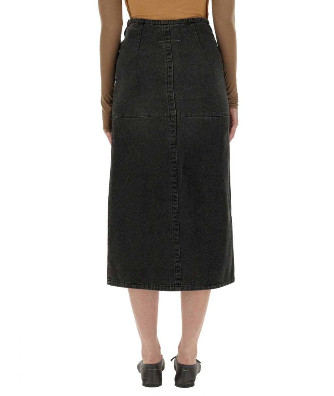 MM6 MAISON MARGIELA Серая хлопковая юбка миди, фото 3