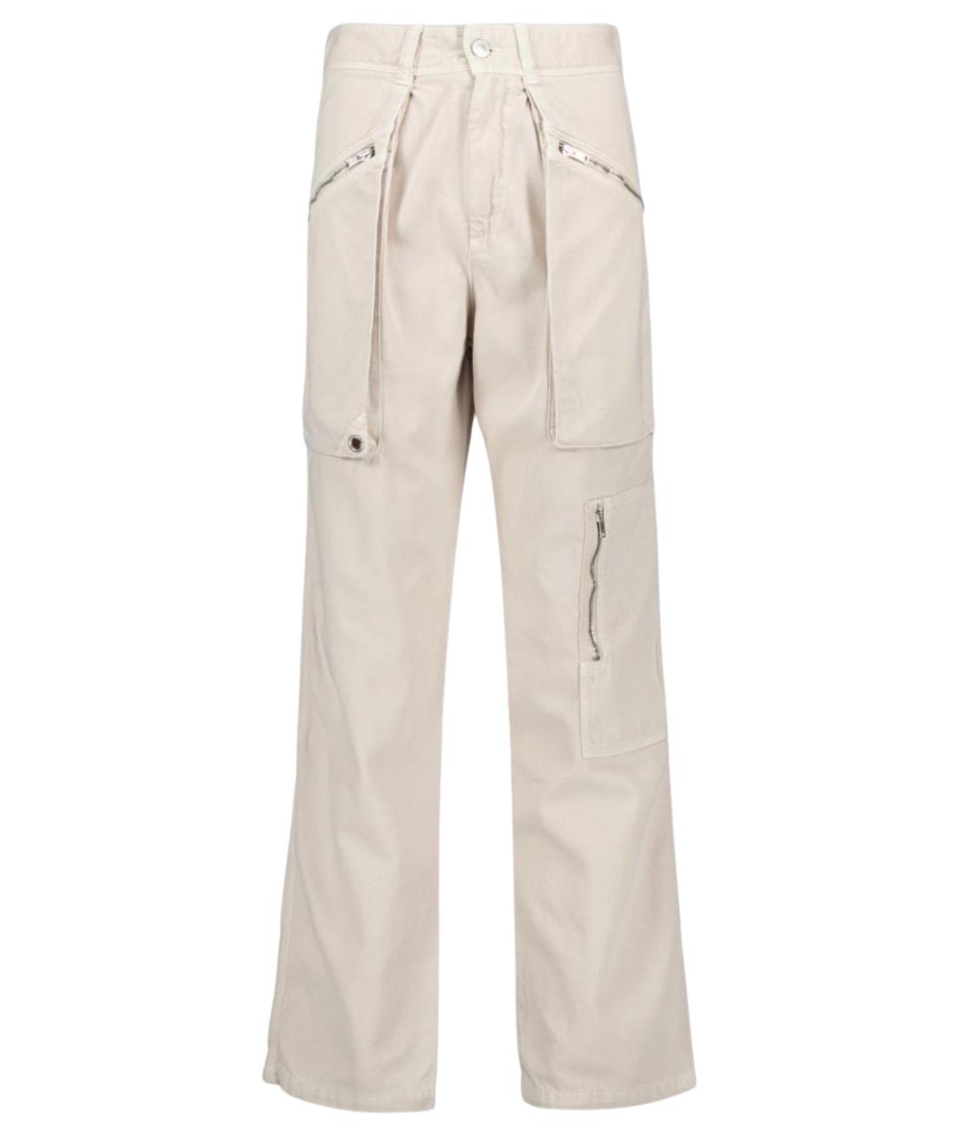 ISABEL MARANT Бежевые хлопковые прямые брюки, фото 1