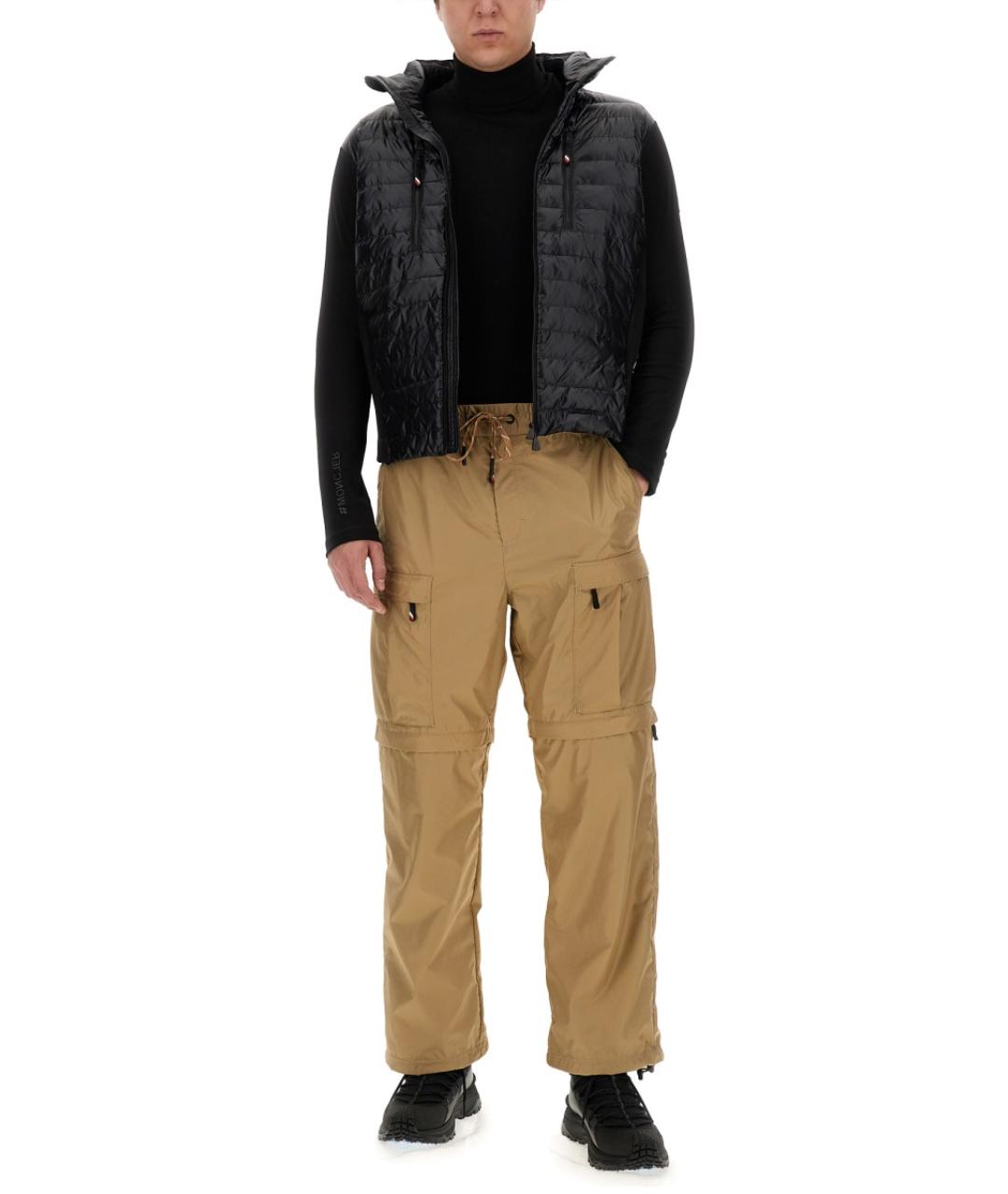 MONCLER GRENOBLE Бежевые полиэстеровые повседневные брюки, фото 3