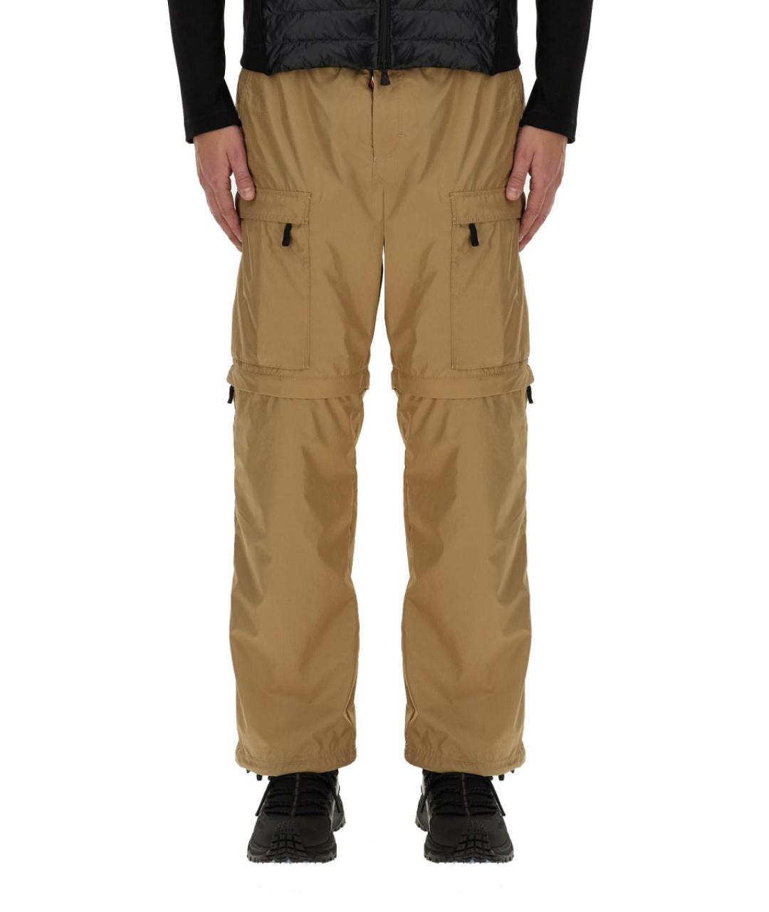 MONCLER GRENOBLE Бежевые полиэстеровые повседневные брюки, фото 2