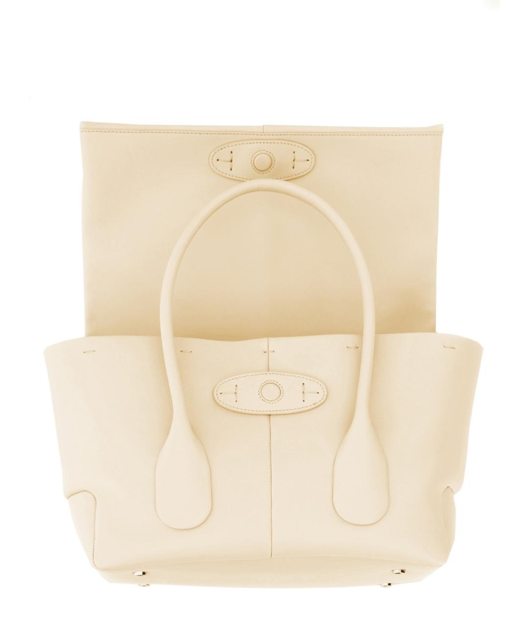 TOD'S Бежевая кожаная сумка тоут, фото 5