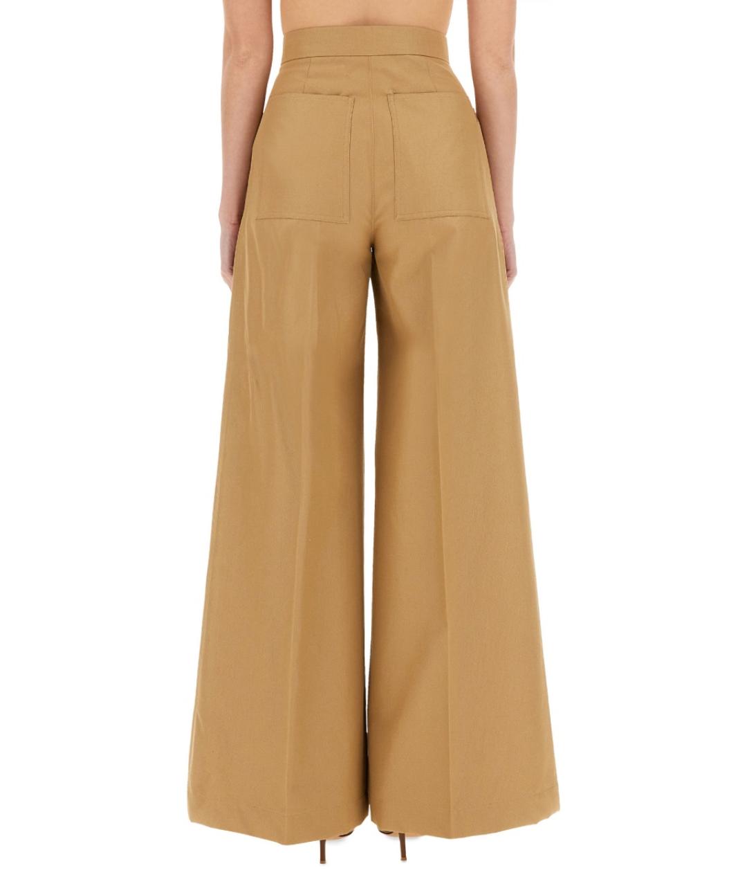 MAX MARA Бежевые хлопковые прямые брюки, фото 2