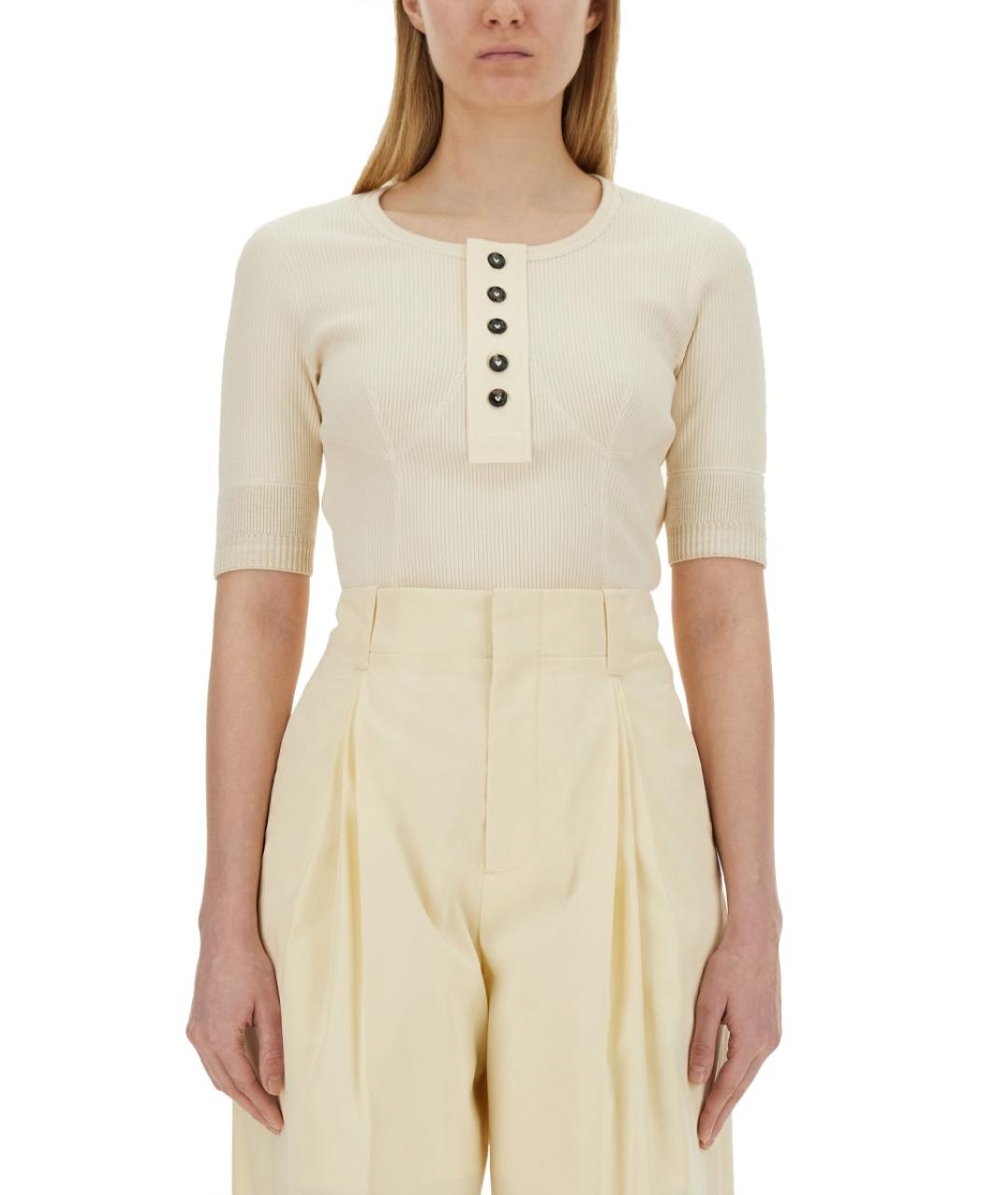 BOTTEGA VENETA Белая хлопковая футболка, фото 5