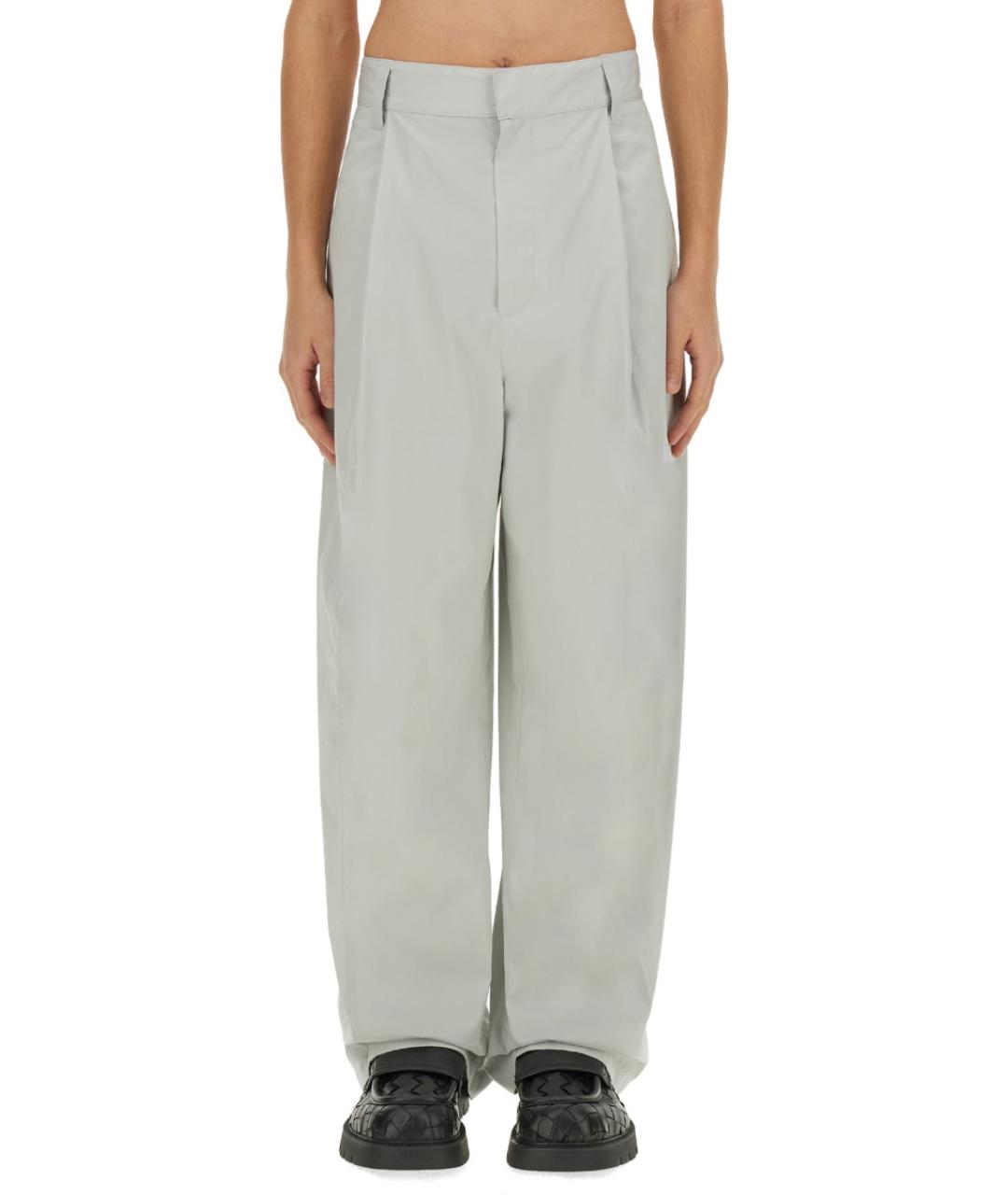 BOTTEGA VENETA Серые хлопковые повседневные брюки, фото 2