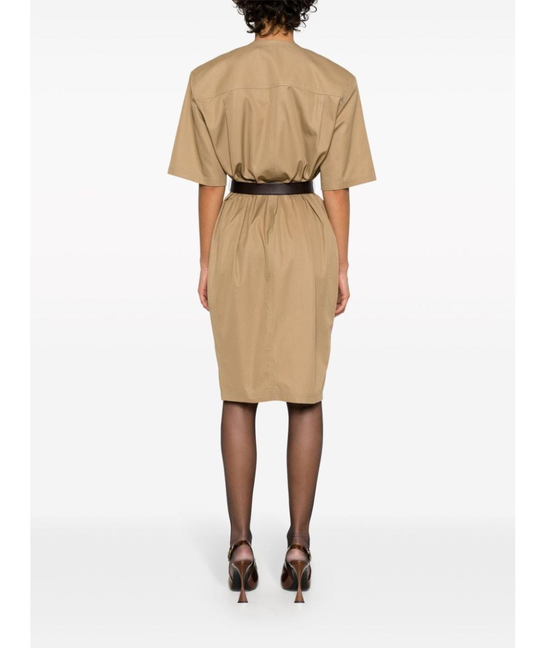SAINT LAURENT Бежевое хлопковое повседневное платье, фото 3