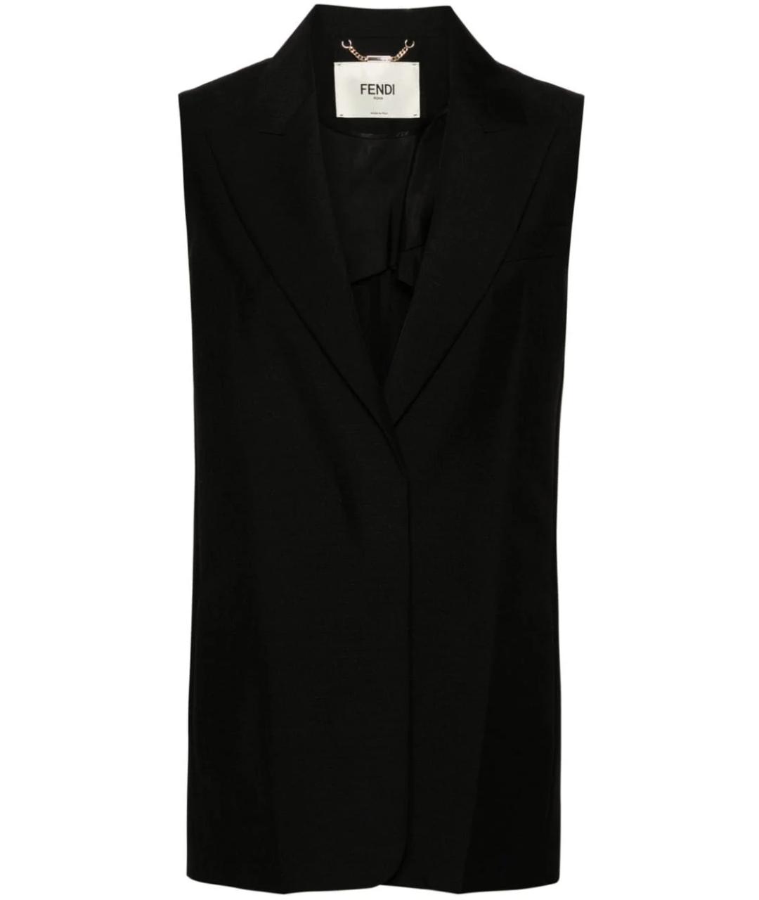 FENDI Черный атласный жилет, фото 1