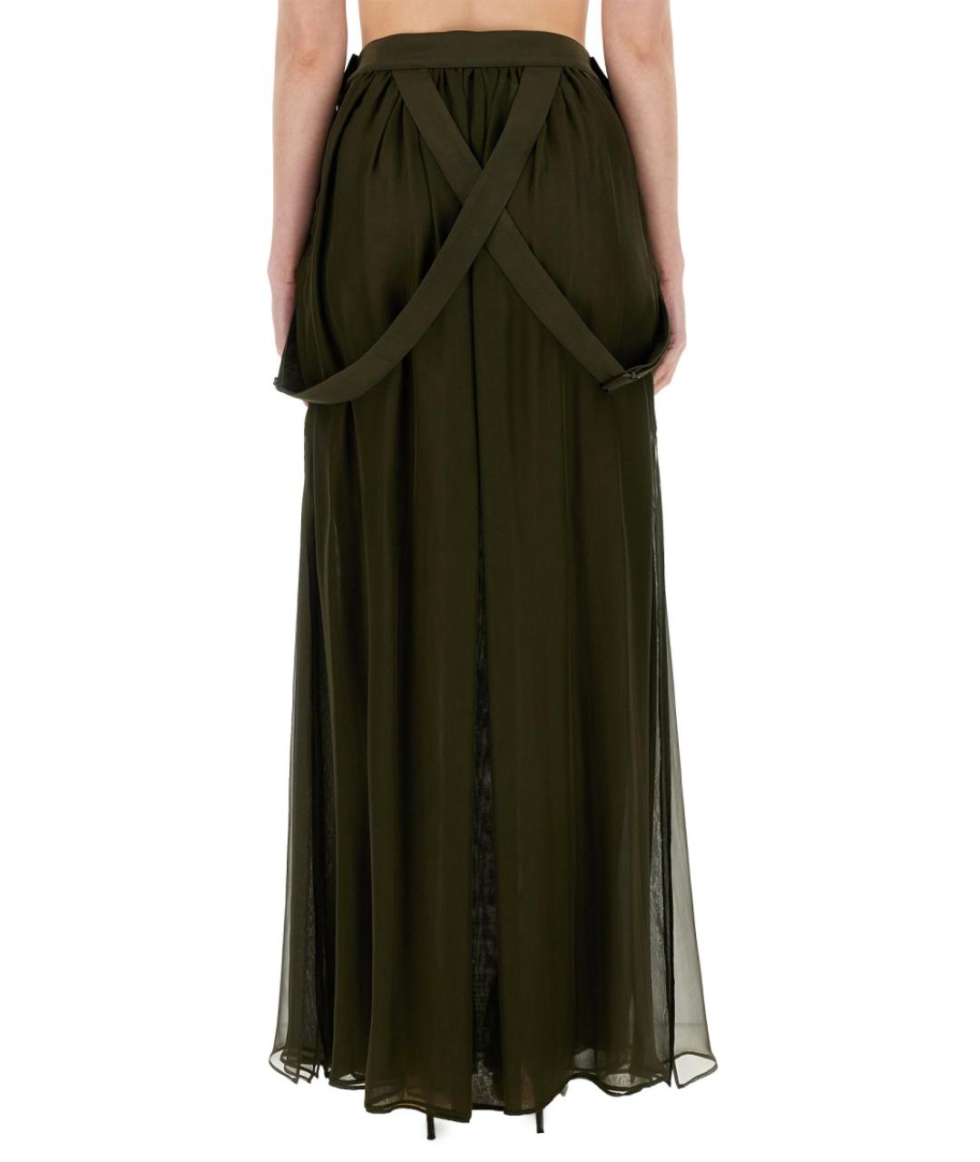MAX MARA Хаки шелковая юбка макси, фото 3