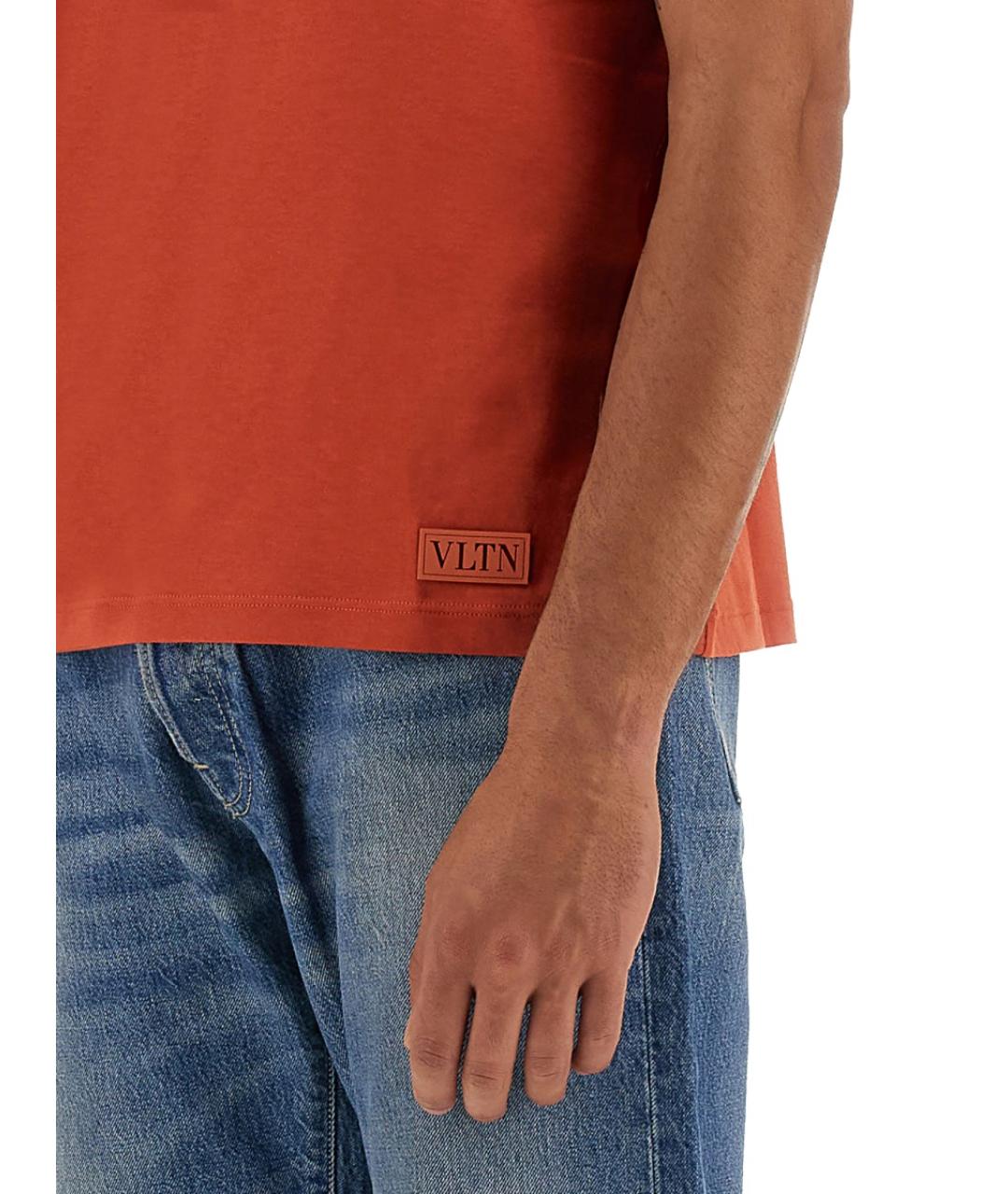 VALENTINO Оранжевая хлопковая футболка, фото 4