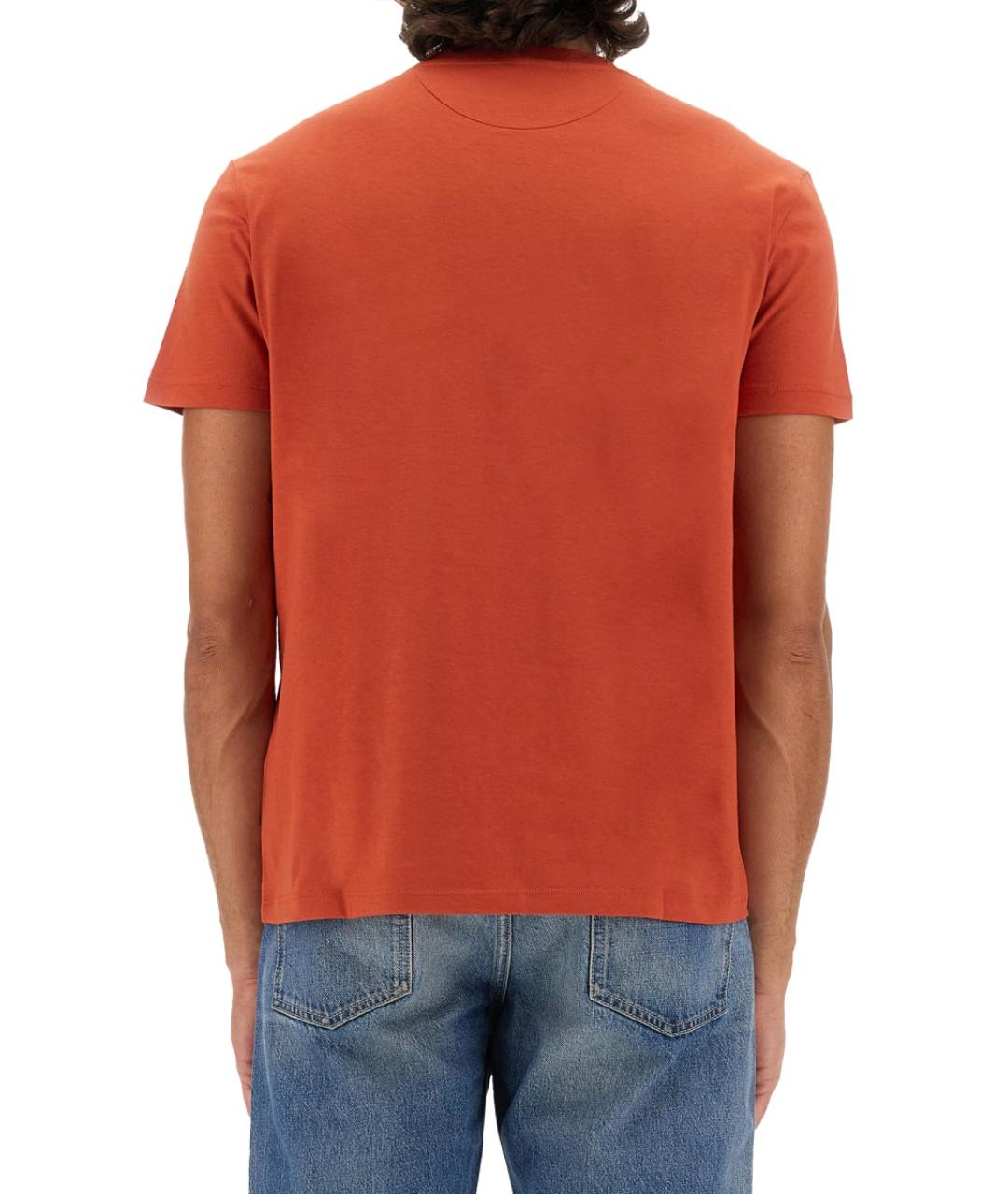 VALENTINO Оранжевая хлопковая футболка, фото 3