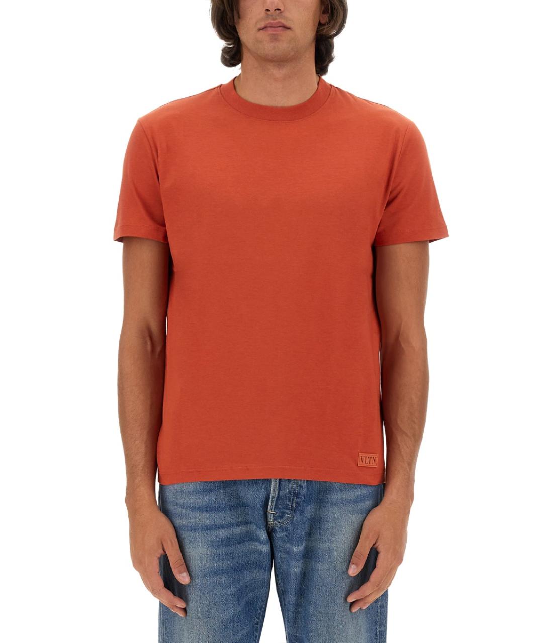 VALENTINO Оранжевая хлопковая футболка, фото 5
