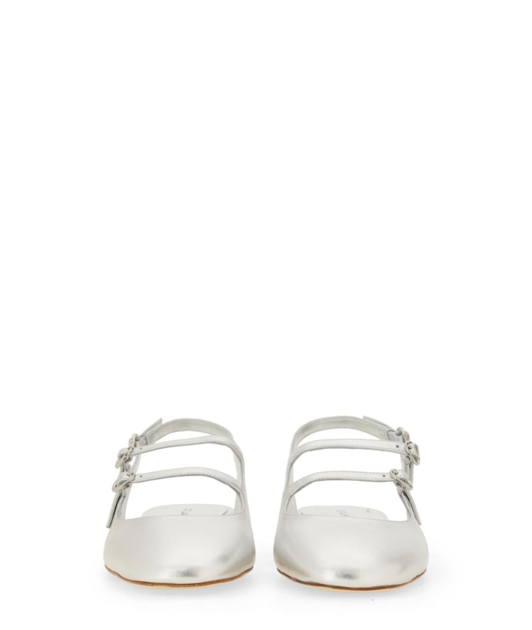 STUART WEITZMAN Серебряные кожаные балетки, фото 4