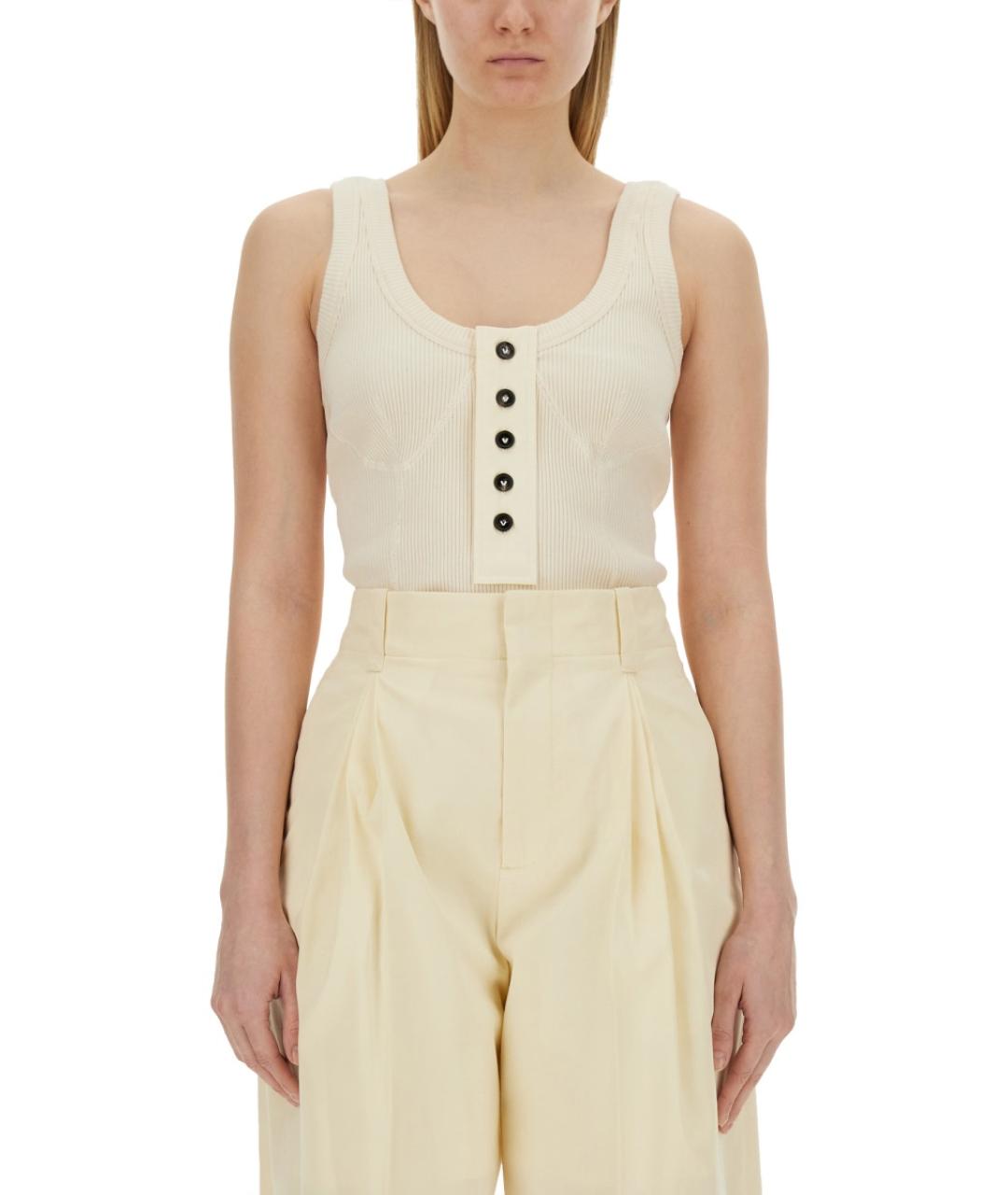 BOTTEGA VENETA Бежевая хлопковая майка, фото 2