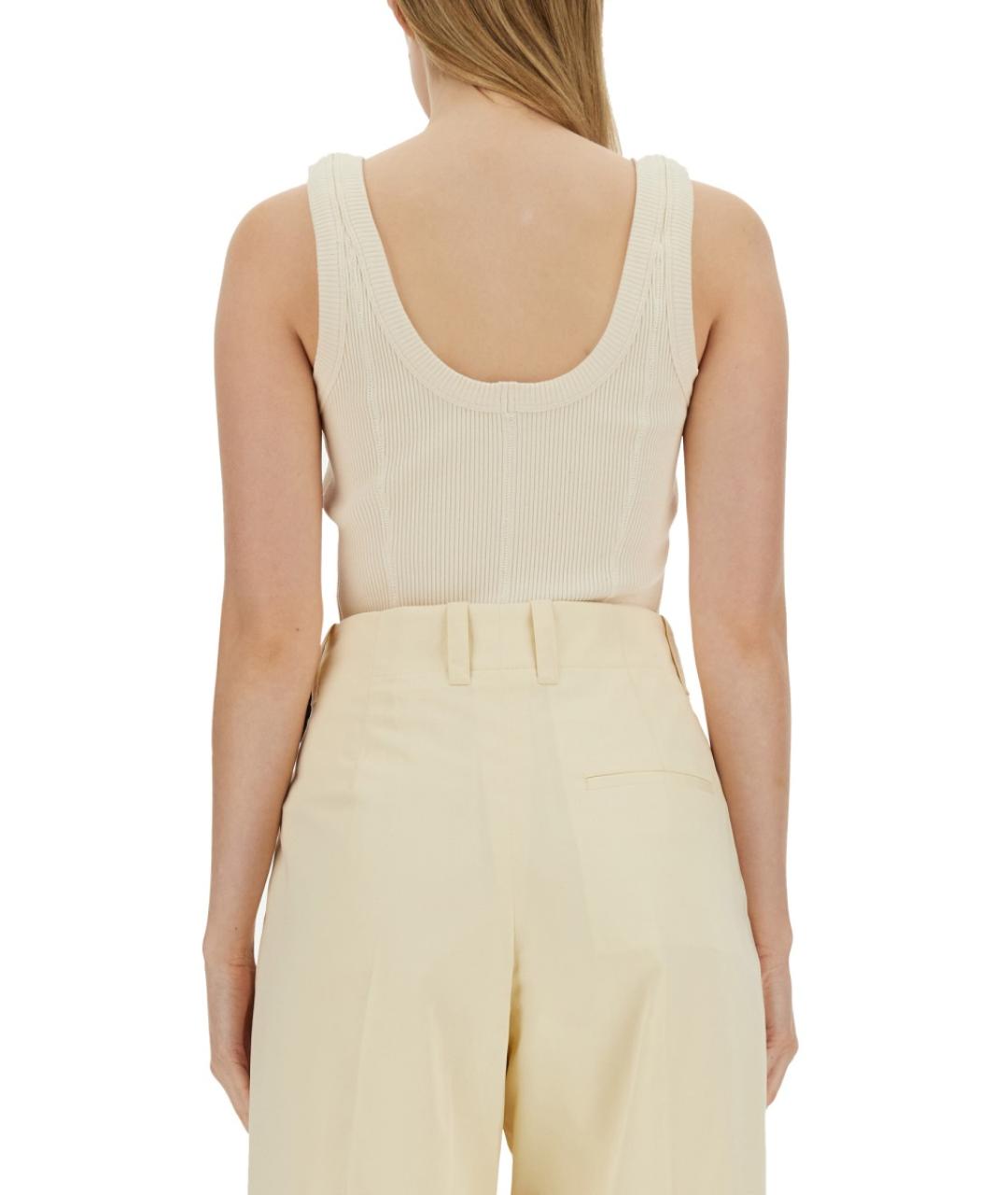 BOTTEGA VENETA Бежевая хлопковая майка, фото 4