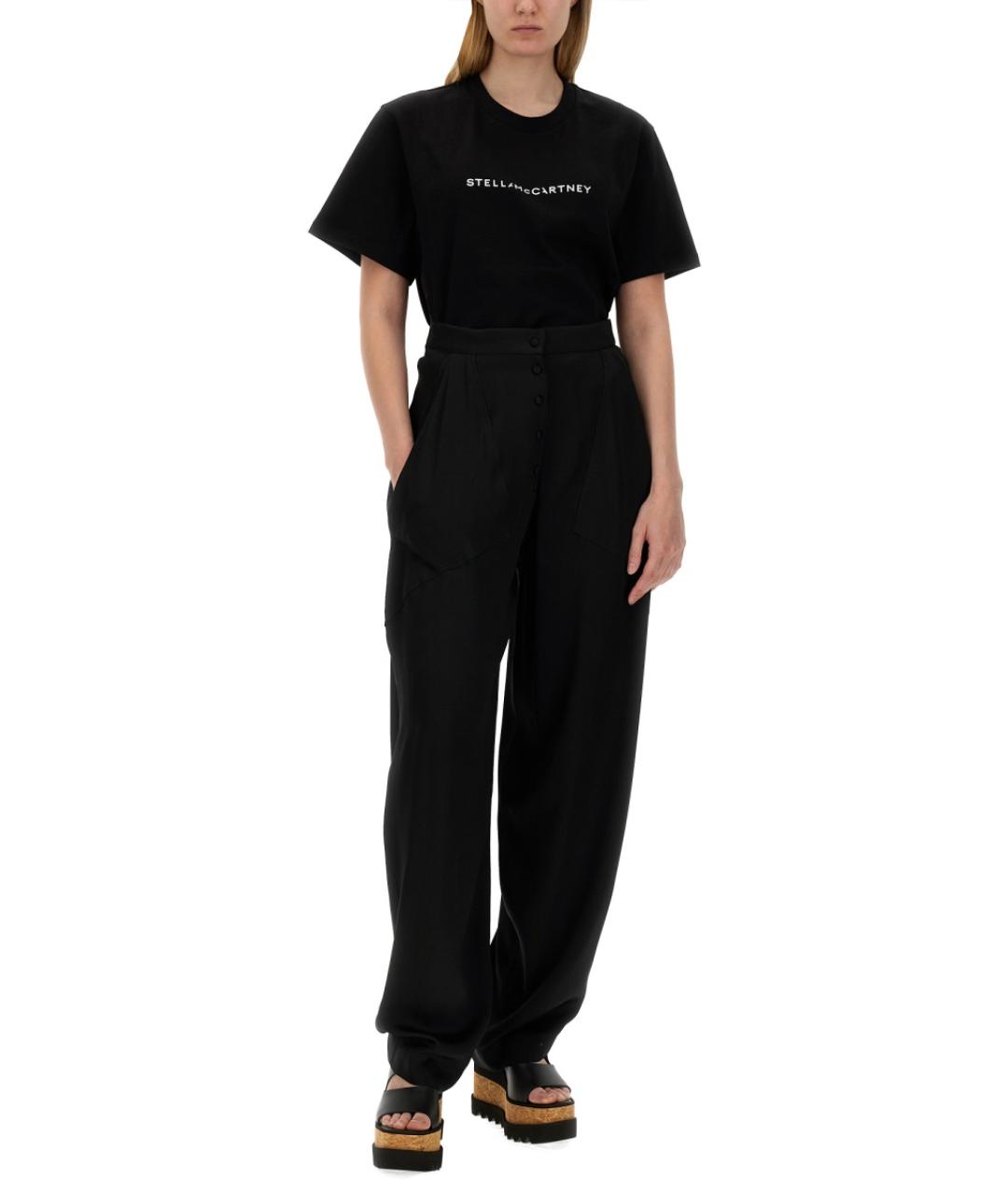 STELLA MCCARTNEY Черные ацетатные прямые брюки, фото 2